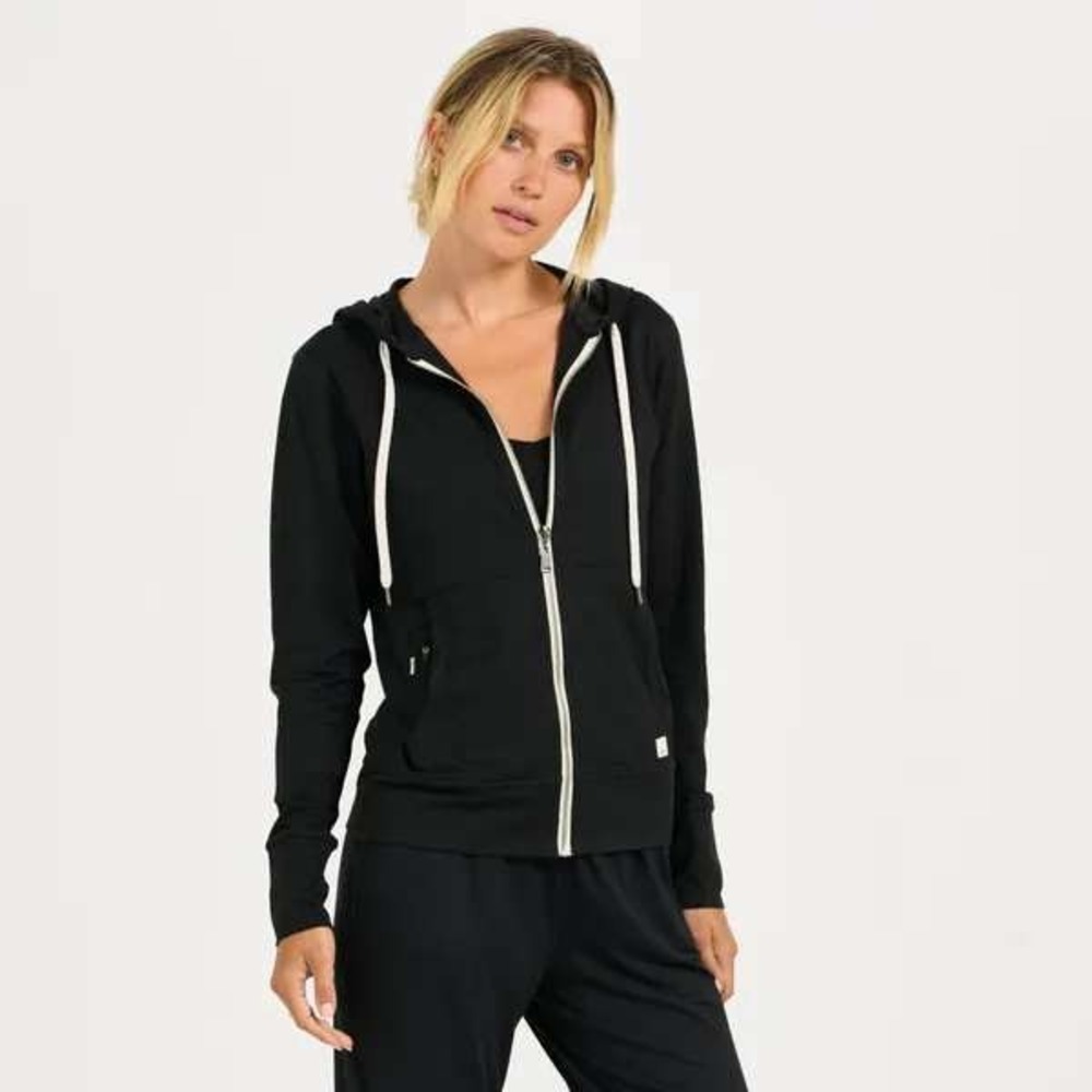 Vuori Womens Halo Performance Full Zip Hoodie Black Heather Size Medium